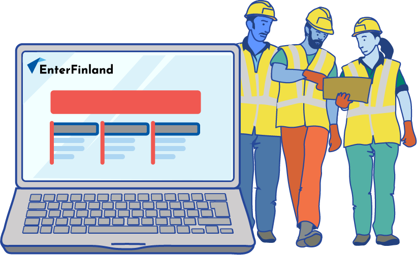 In the picture there is a laptop that has Enter Finland account open. Employers can fill in the terms of employment online.